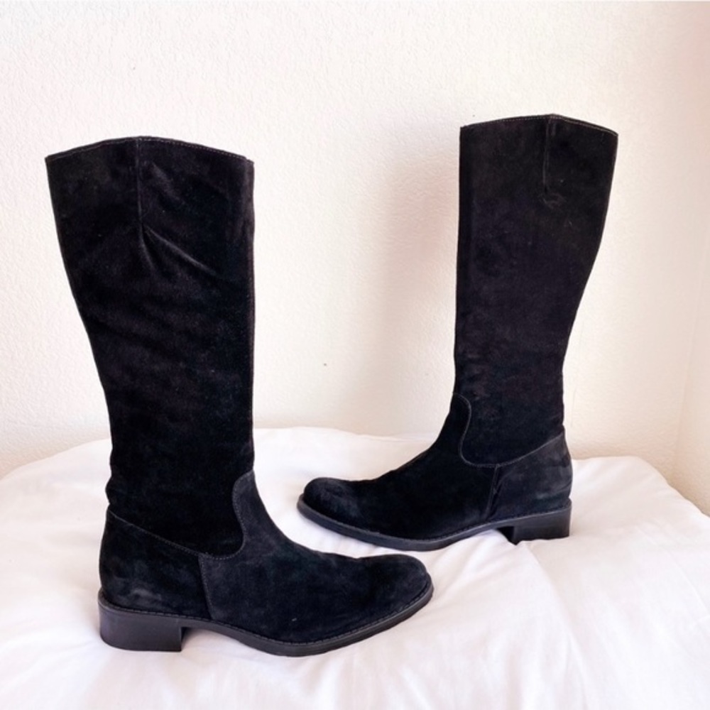 Black Italian Suede Mid Calf Boots - Thin calves